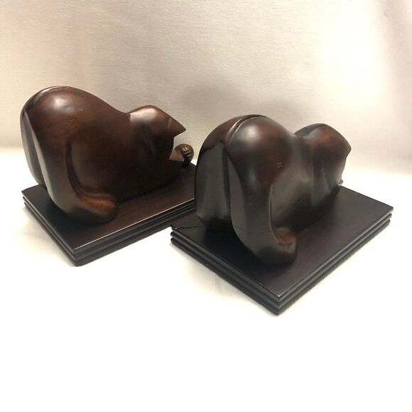 Selamat designs mahogany wood cats bookends - Picture 5 of 14
